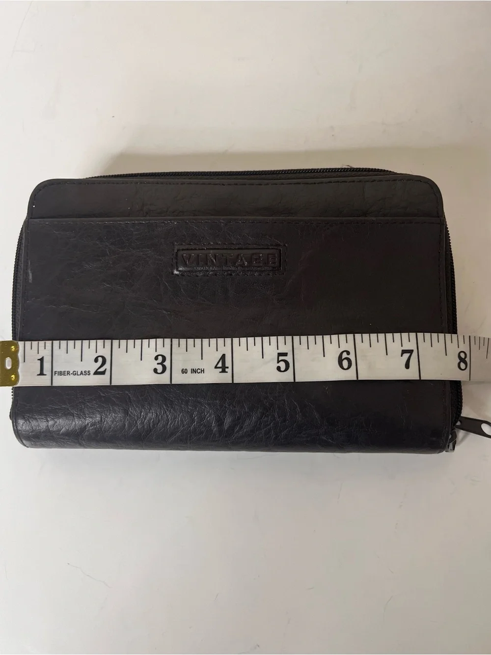 Vintage Men's Dark Brown Leather Zip Wallet
